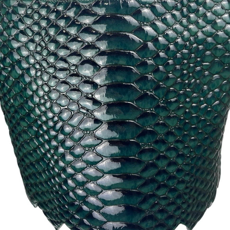 New Mia Vesper Blue Green Crocodile Snaggle Snakeskin Animal Crop Leather Top Xl — image 3 of 5
